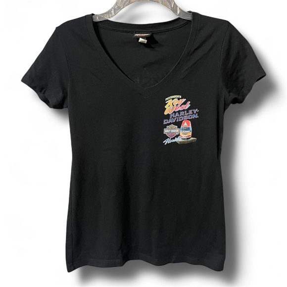 Harley-Davidson Key West V-Neck T-Shirt Black (Size Medium) - Picture 1 of 8